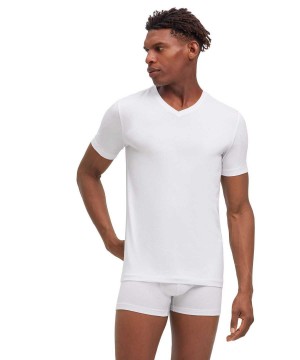 Falke 2-Pack T-Shirt V-neck Daily Comfort Rövid Ujjú Ing Férfi Fehér | FLWD-31042
