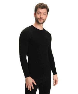 Falke Long sleeve shirt Maximum Warm Long Sleeve T-Shirts Férfi Fekete | PBFD-09145