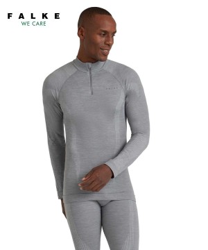 Falke Long sleeve shirt Wool-Tech Long Sleeve T-Shirts Férfi Szürke | HBAN-90426