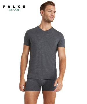 Falke T-Shirt V-neck Daily ClimaWool Rövid Ujjú Ing Férfi Szürke | AVWM-23198