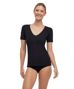Falke T-Shirt V-neck Daily Climate Control Ingek Női Fekete | LUBC-65423