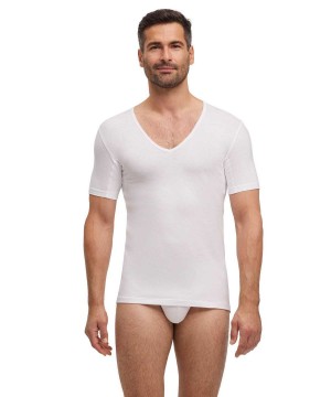 Falke T-Shirt V-neck Daily Climate Control Rövid Ujjú Ing Férfi Fehér | FLXN-91426