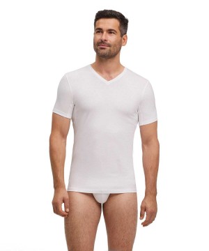 Falke T-Shirt V-neck Daily Climate Control Rövid Ujjú Ing Férfi Fehér | IGNS-10975